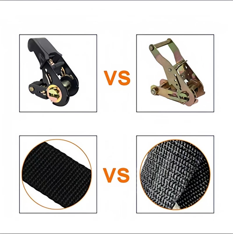 Gutezeiten Endless Ratchet Tie Down Straps Heavy Duty Cargo Tie Downs, Durable Nylon Black Strap Down Ratcheting Securing Straps, Track Spring Fittings, Tie-Down Motorcycles, Trailer Loads, Kayak (20ft - 2pack) - Image 3